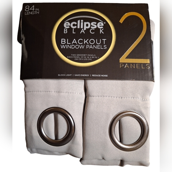 Eclipse Blackout Shadow Window Gray Curtain Panels Size 37"in (W) X 84"in (L) - Picture 4 of 6